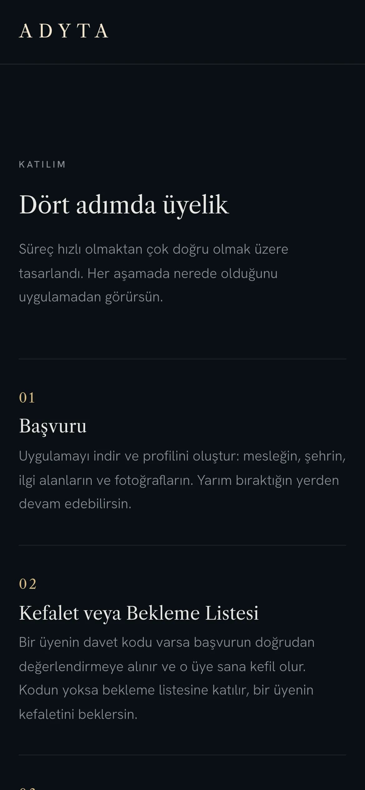 Telefonda üyelik adımları