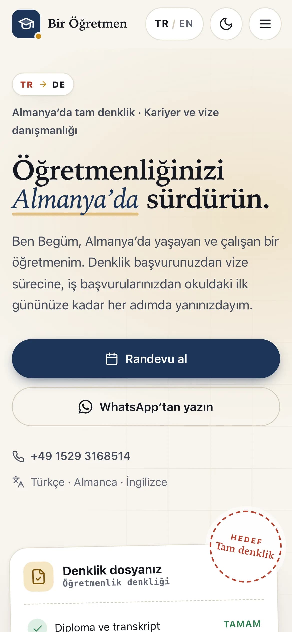 Telefonda sitenin ana sayfası