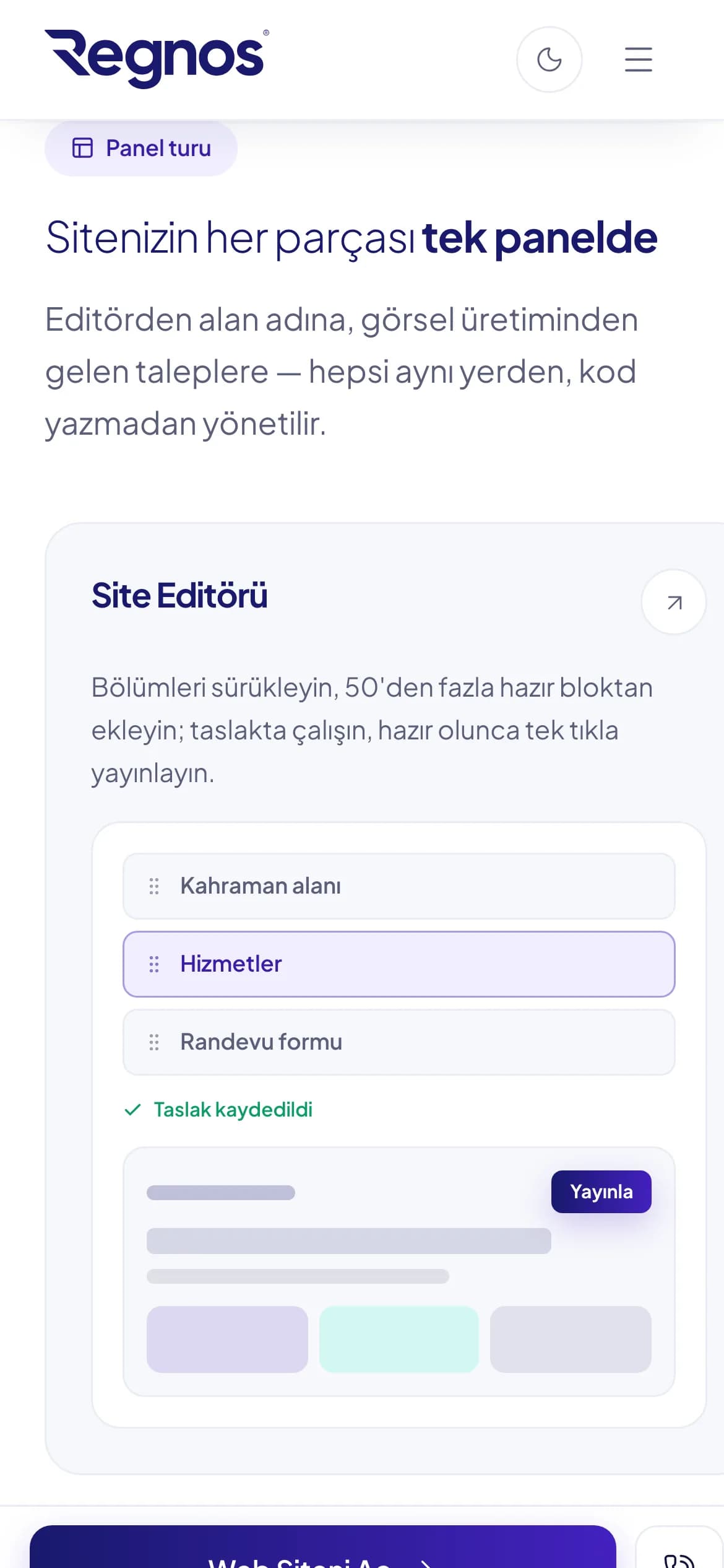 Telefonda panel tanıtımı