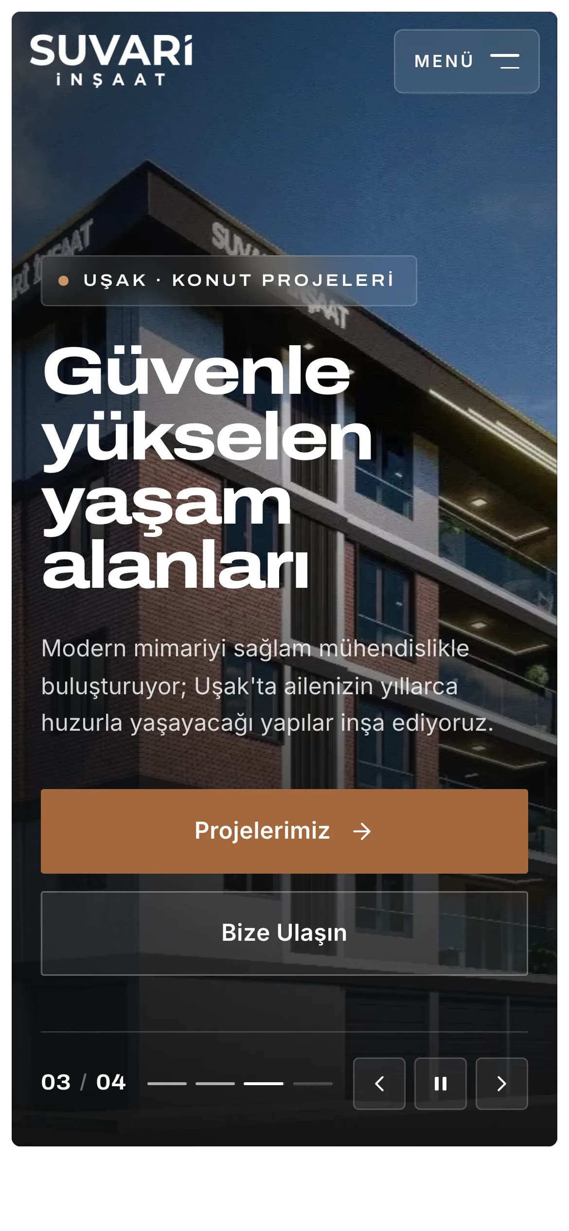 Telefonda ana sayfa ve proje görseli